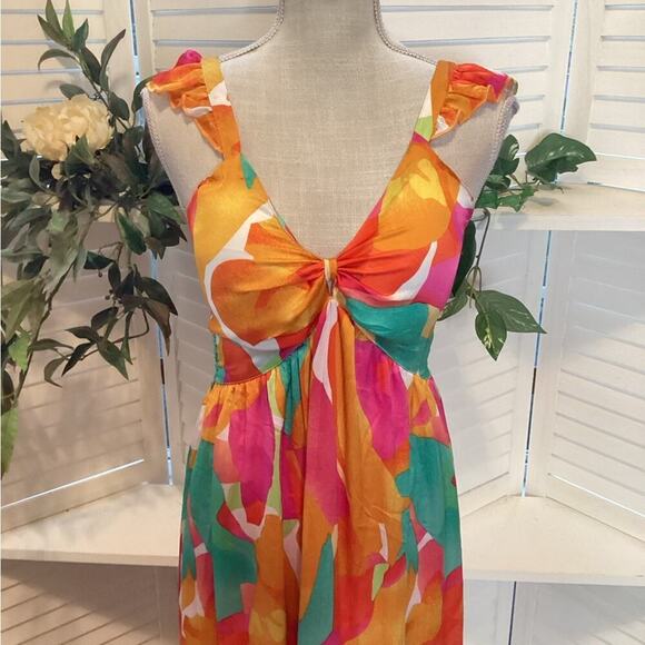 BOUTIQUE MULTI COLOR ADJUSTABLE STRAPE DRESS SIZE MED 1211 - Picture 5 of 7